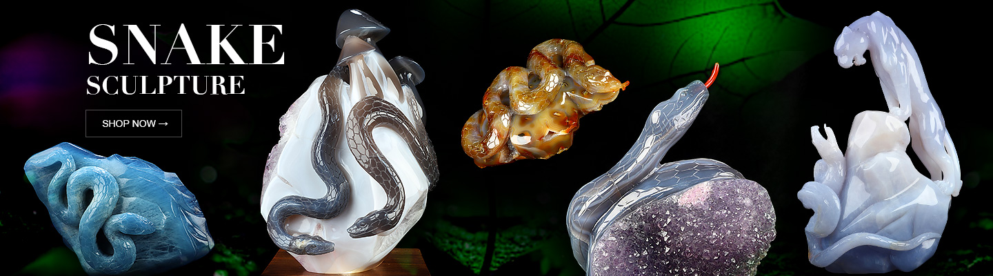 Hand Carved Crystal Snake Sculpture, Crystal Healing